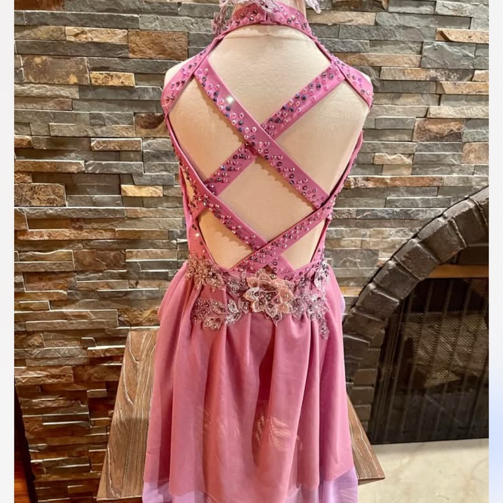 Custom Made Pink Embellished Dance Costume - Picture 3 of 4
